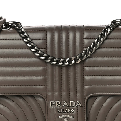 Prada Soft Calfskin Impunture Diagramme Large Chain Flap Shoulder Bag Bambu 7 of 19