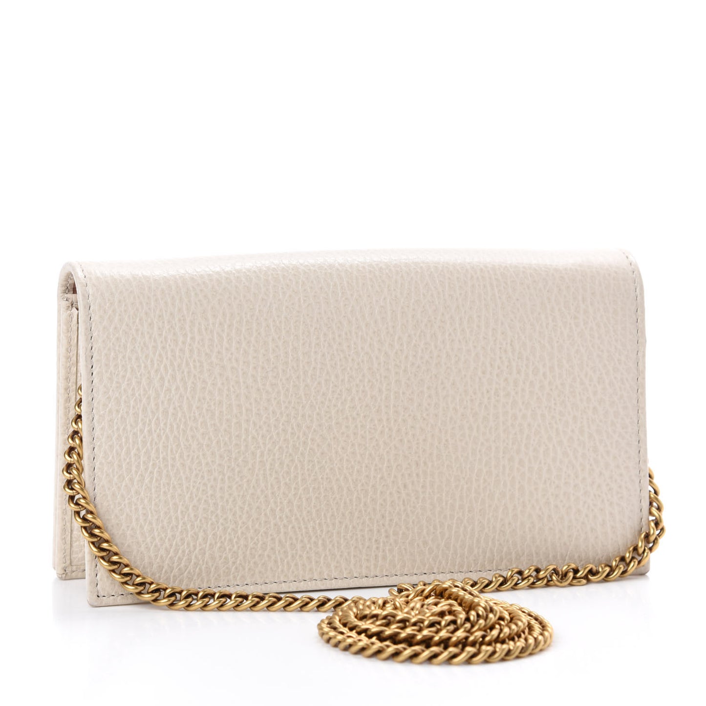 Calfskin GG Marmont Bow Chain Wallet White