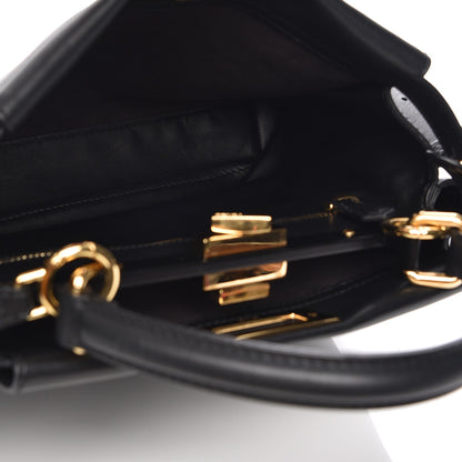 Fendi Vitello Seta Shiny Nappa Medium Peekaboo Iconic Satchel Black 6 of 13