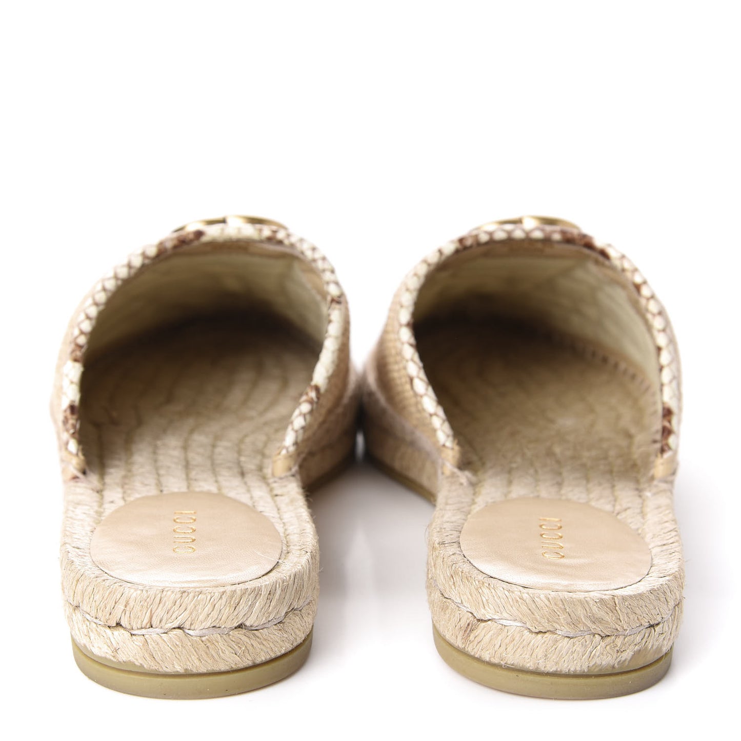 Straw Elaphe Matelasse GG Marmont Espadrille Slippers 38 Natural Cream Brown