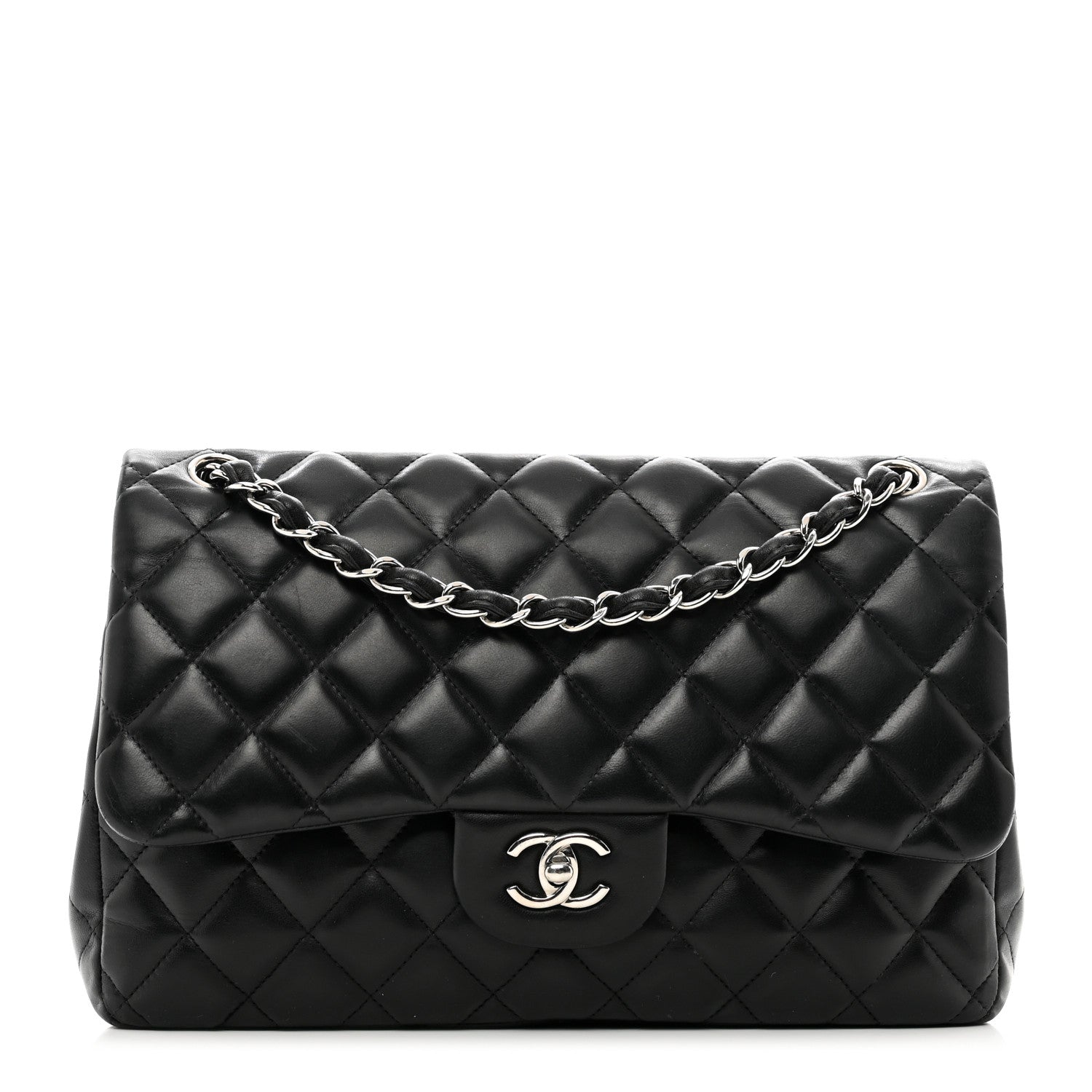 Chanel Lambskin Quilted Jumbo Double Flap Black 1 of 13