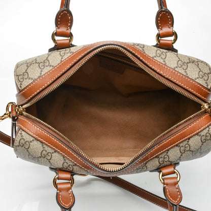 Gucci GG Supreme Monogram Cuoio Toscano Small Boston Beige Ebony Cuir 5 of 6