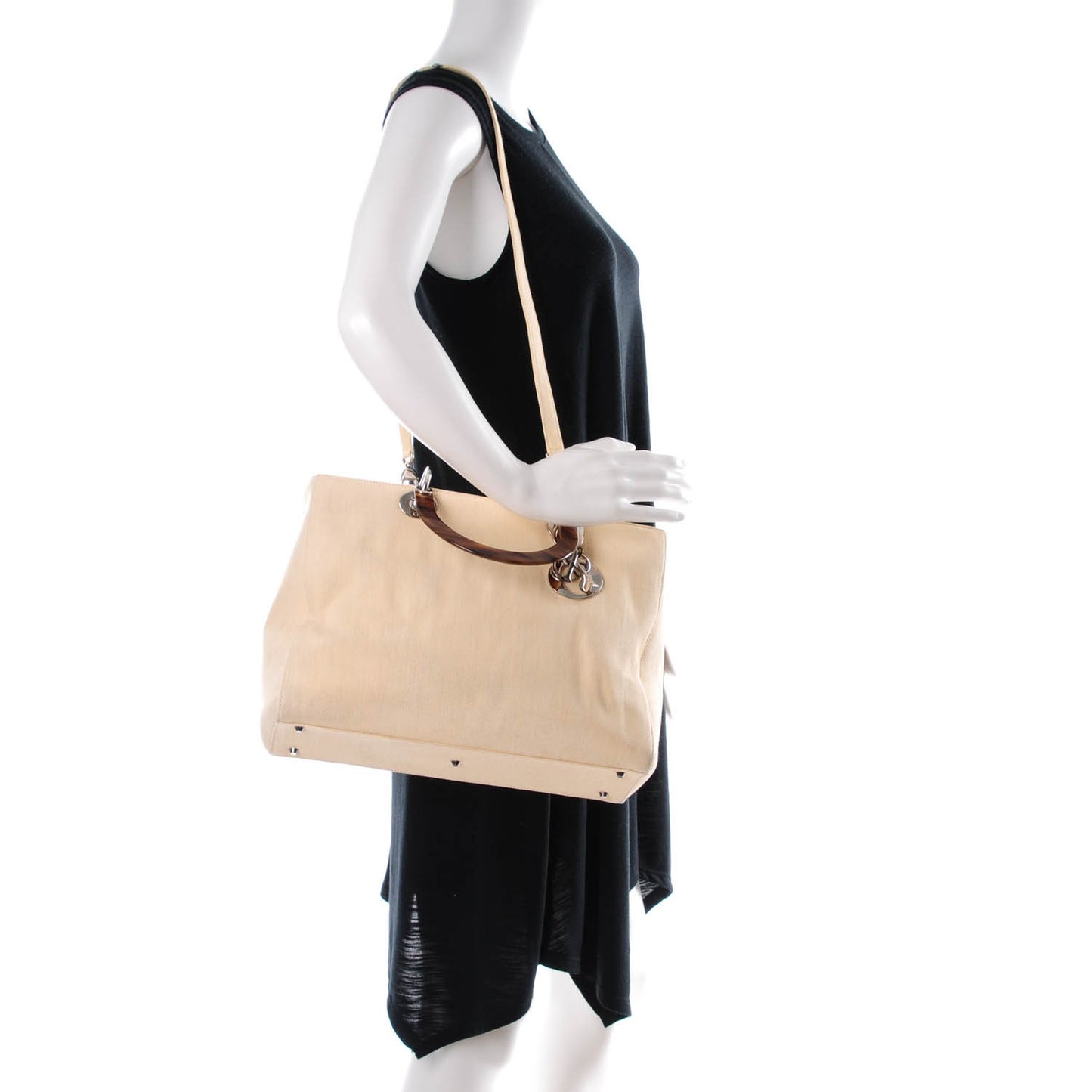 Canvas Large Lady Dior Beige