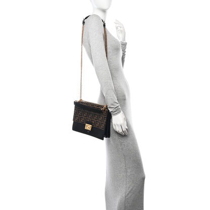 Fendi Vitello Liberty Bi-Color FF 1974 Embossed Chain Strap Kan U Shoulder Bag Black Maya 2 of 12