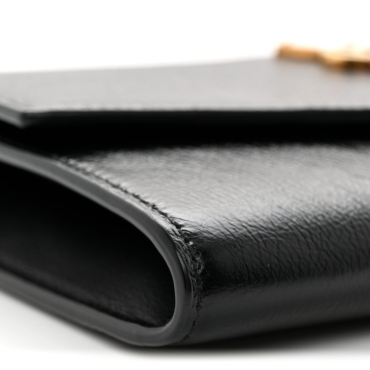 Crinkled Calfskin Uptown Chain Wallet Black