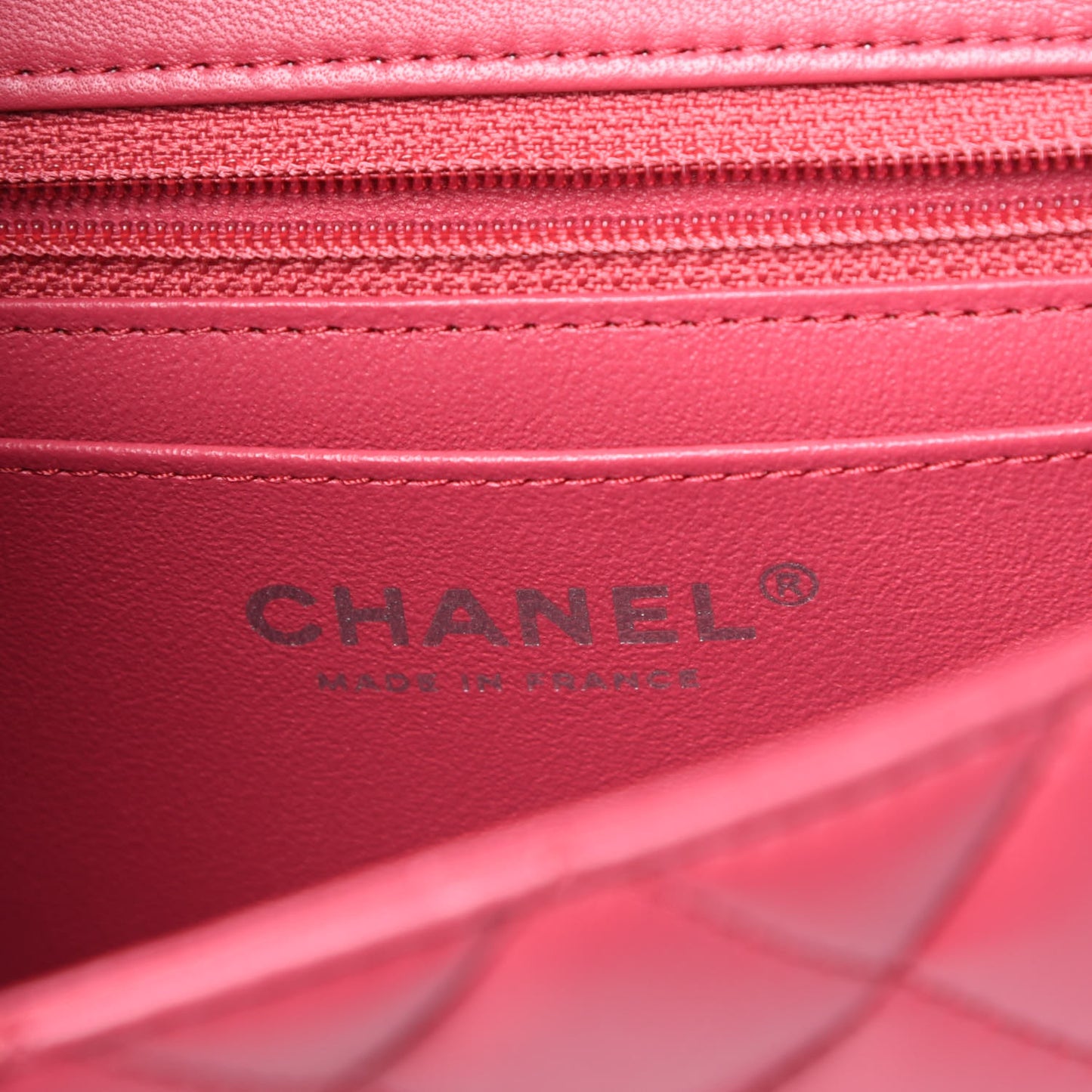 Lambskin Quilted Mini Rectangular Flap Dark Pink