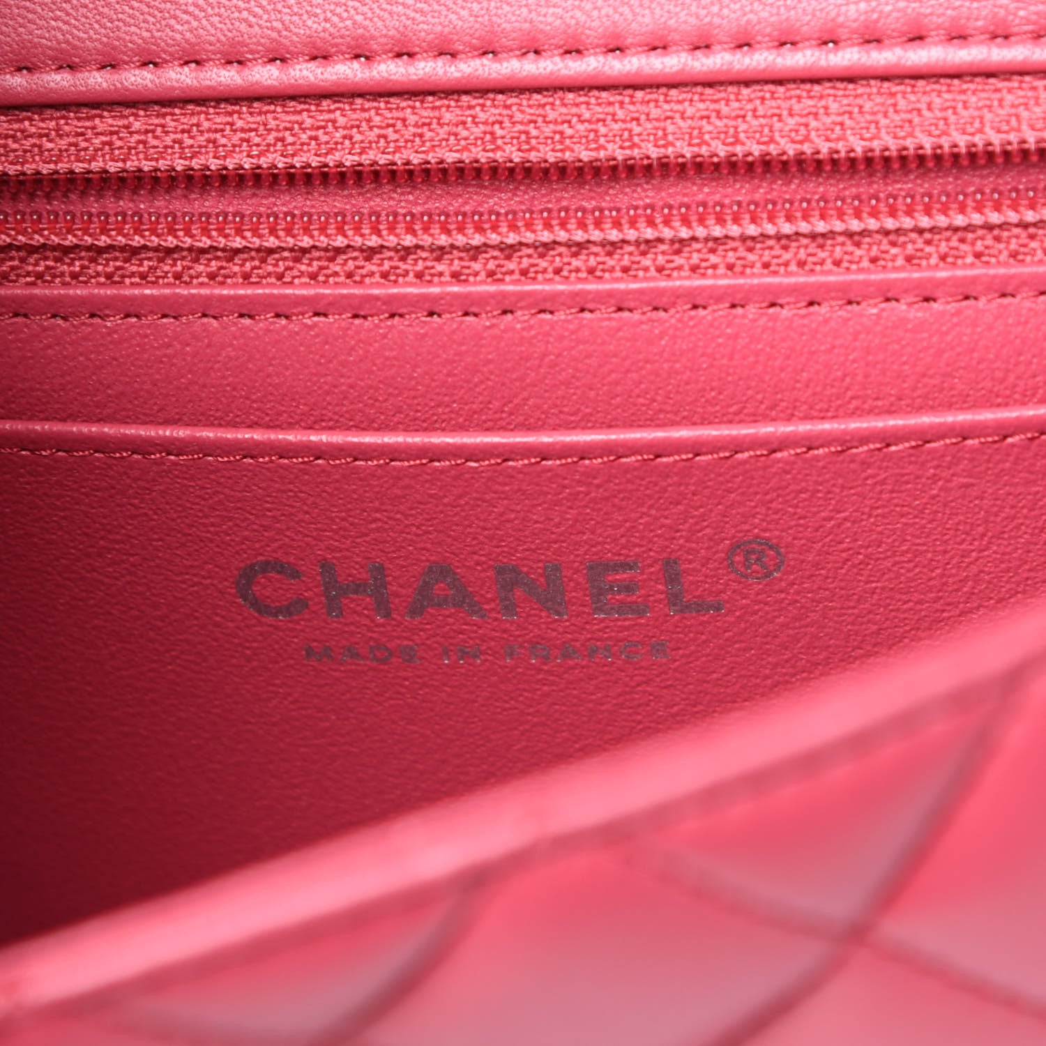 Chanel Lambskin Quilted Mini Rectangular Flap Dark Pink 8 of 10
