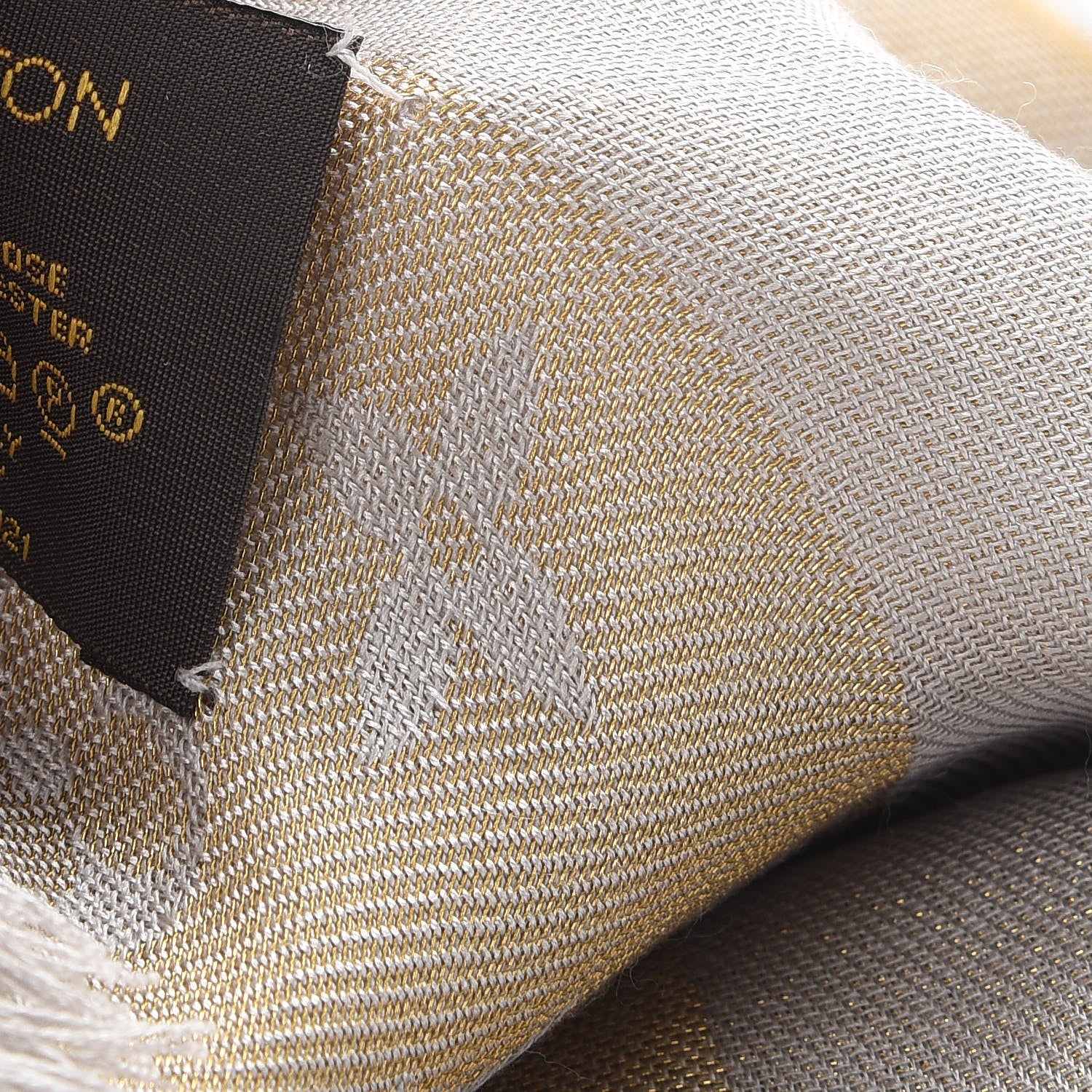 Louis Vuitton Silk Wool Monogram Shine Shawl Charcoal Greige 6 of 7