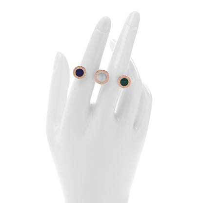 Bulgari 18K Rose Gold Malachite Mother of Pearl Lapis Lazuli Between the Fingers Ring M 2 of 5