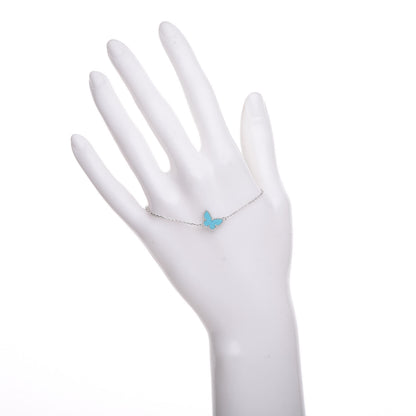 Van Cleef & Arpels 18K White Gold Turquoise Sweet Alhambra Butterfly Bracelet 2 of 8