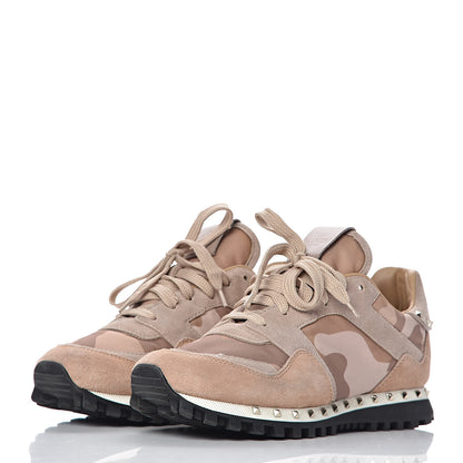 Valentino Garavani Suede Nylon Camouflage Womens Soul Rockstud Sneakers 38 Multicolor 3 of 9