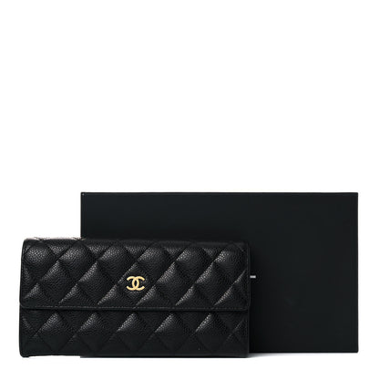 Chanel Caviar Quilted Large Gusset Flap Wallet Black 15 of 15
