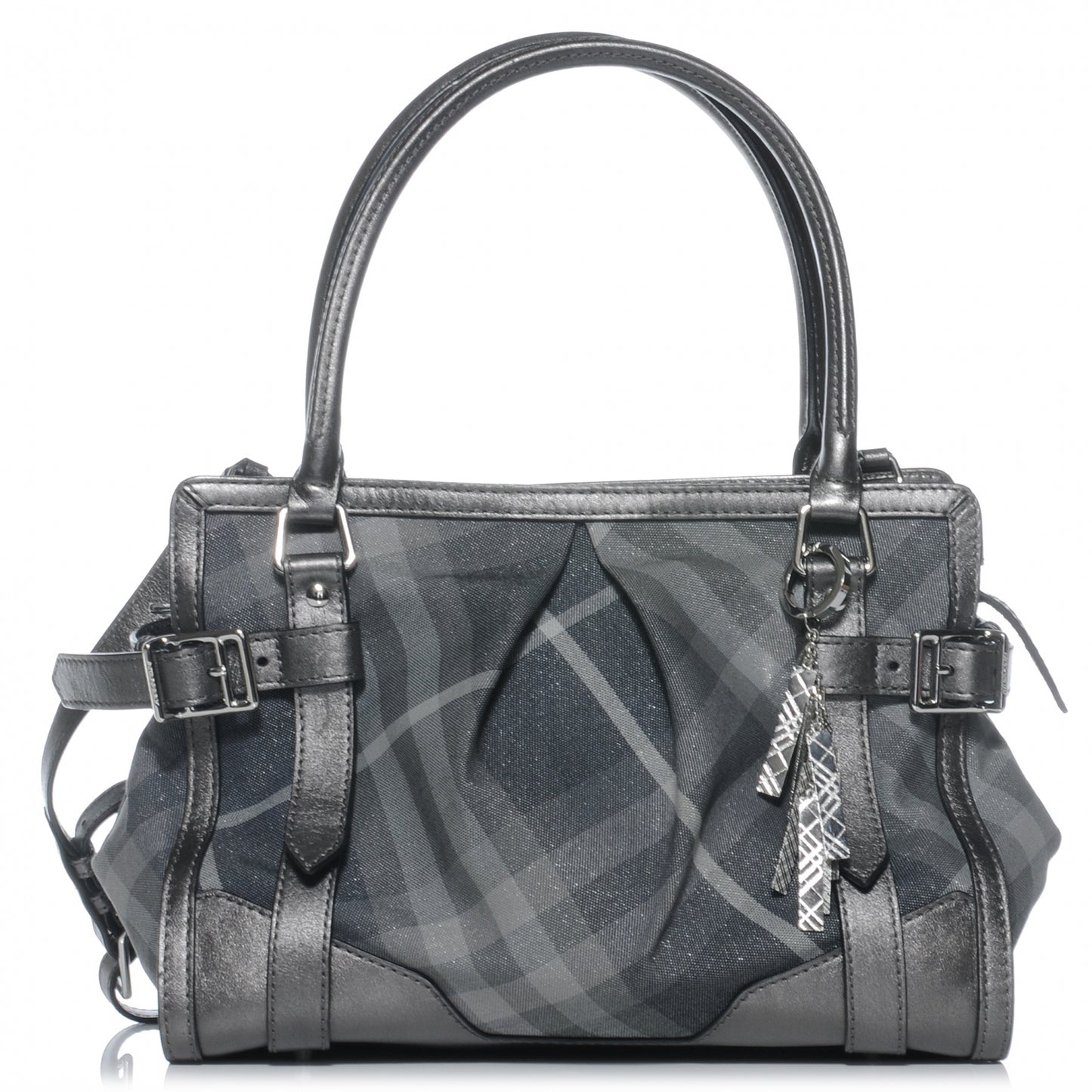 Leather Shimmer Check Tote