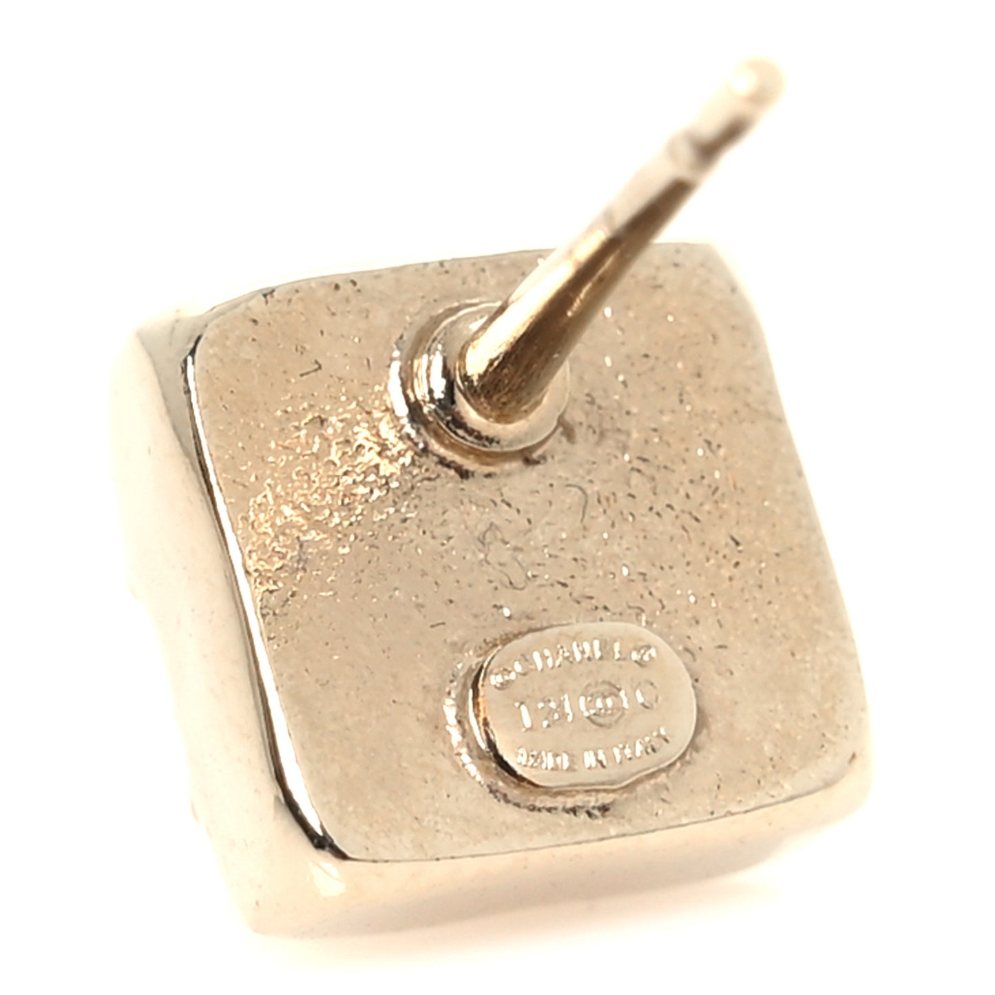 Metal Crystal Mini Square CC Earrings Gold