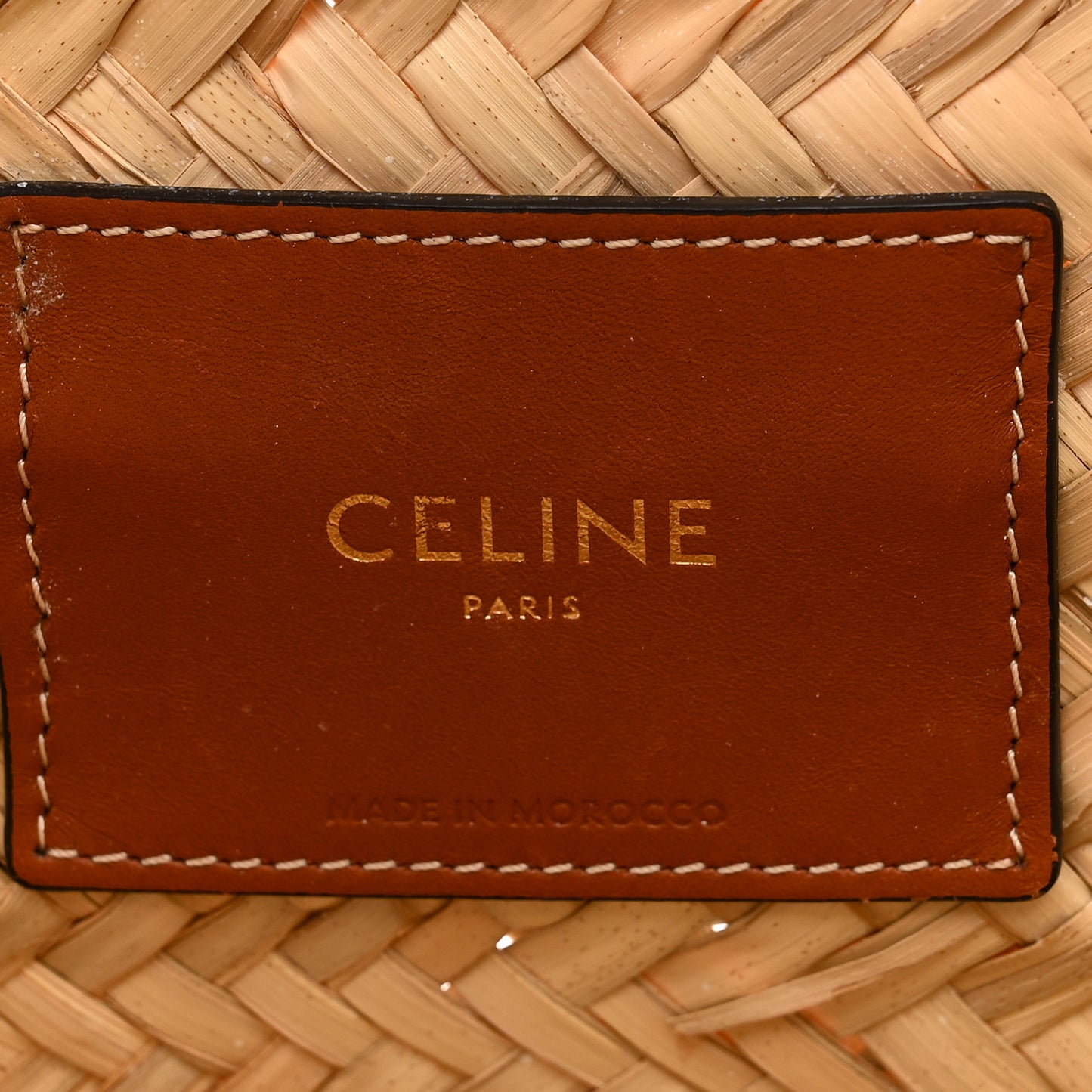 Raffia Calfskin Triomphe Medium Panier Tan