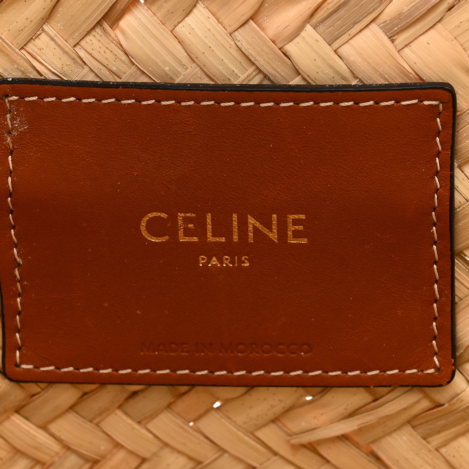 Celine Raffia Calfskin Triomphe Medium Panier Tan 6 of 10