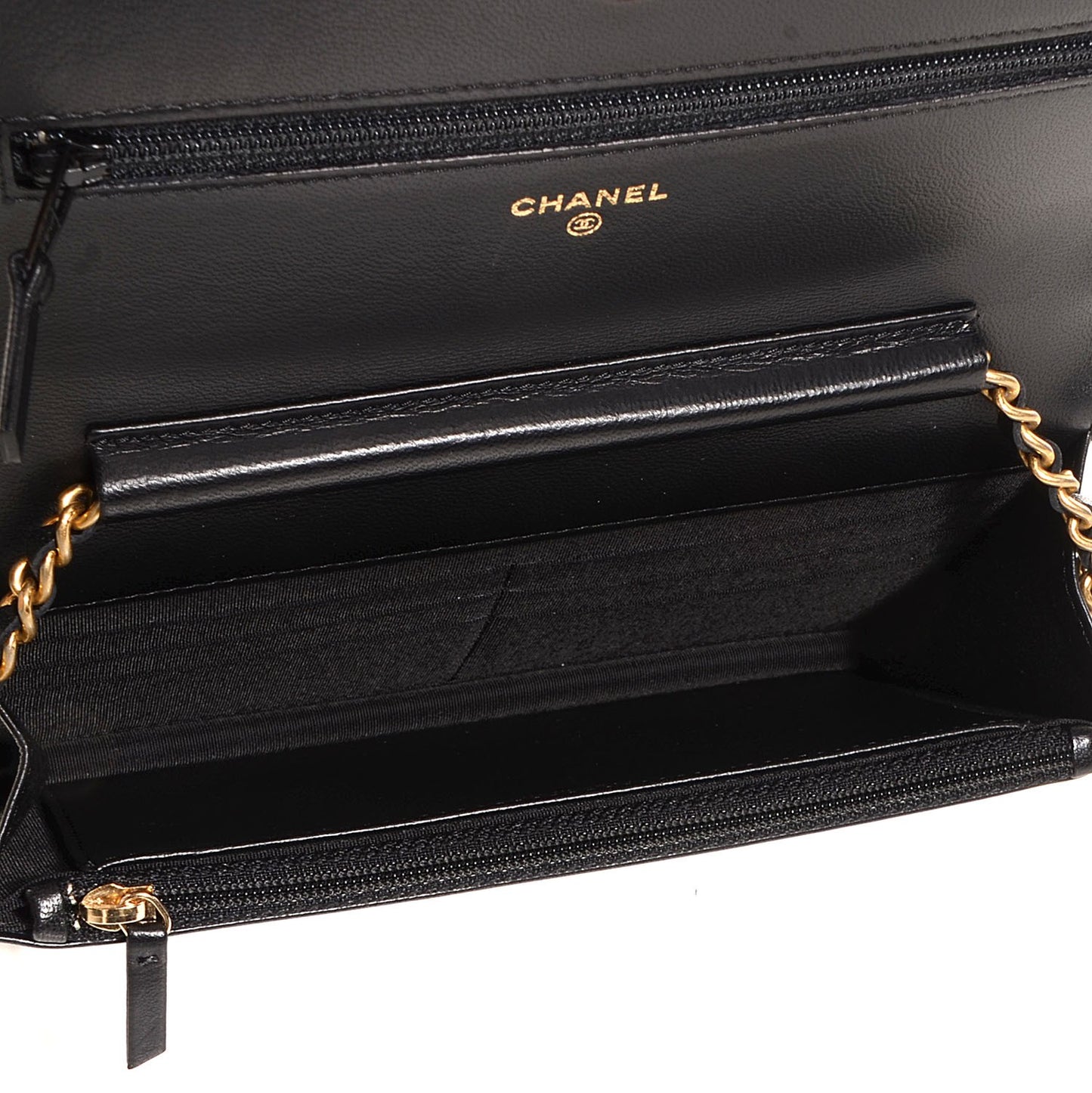 Lambskin Boy Wallet On Chain WOC Black