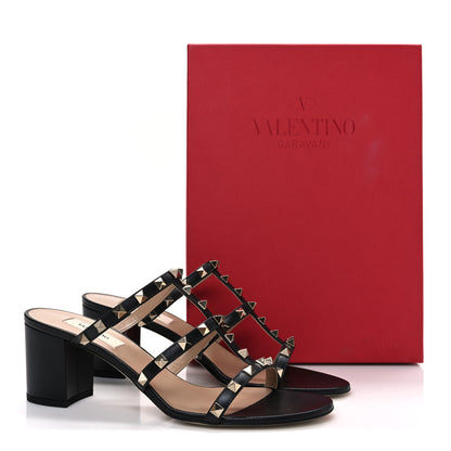 Valentino Garavani Calfskin Rockstud 60mm Caged Slide Sandals 40 Black 11 of 11