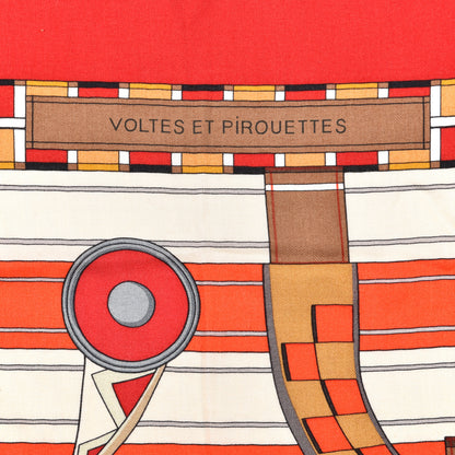 Hermes Cashmere Silk Voltes Et Pirouettes Shawl 140 Rouge Creme Beige 4 of 5