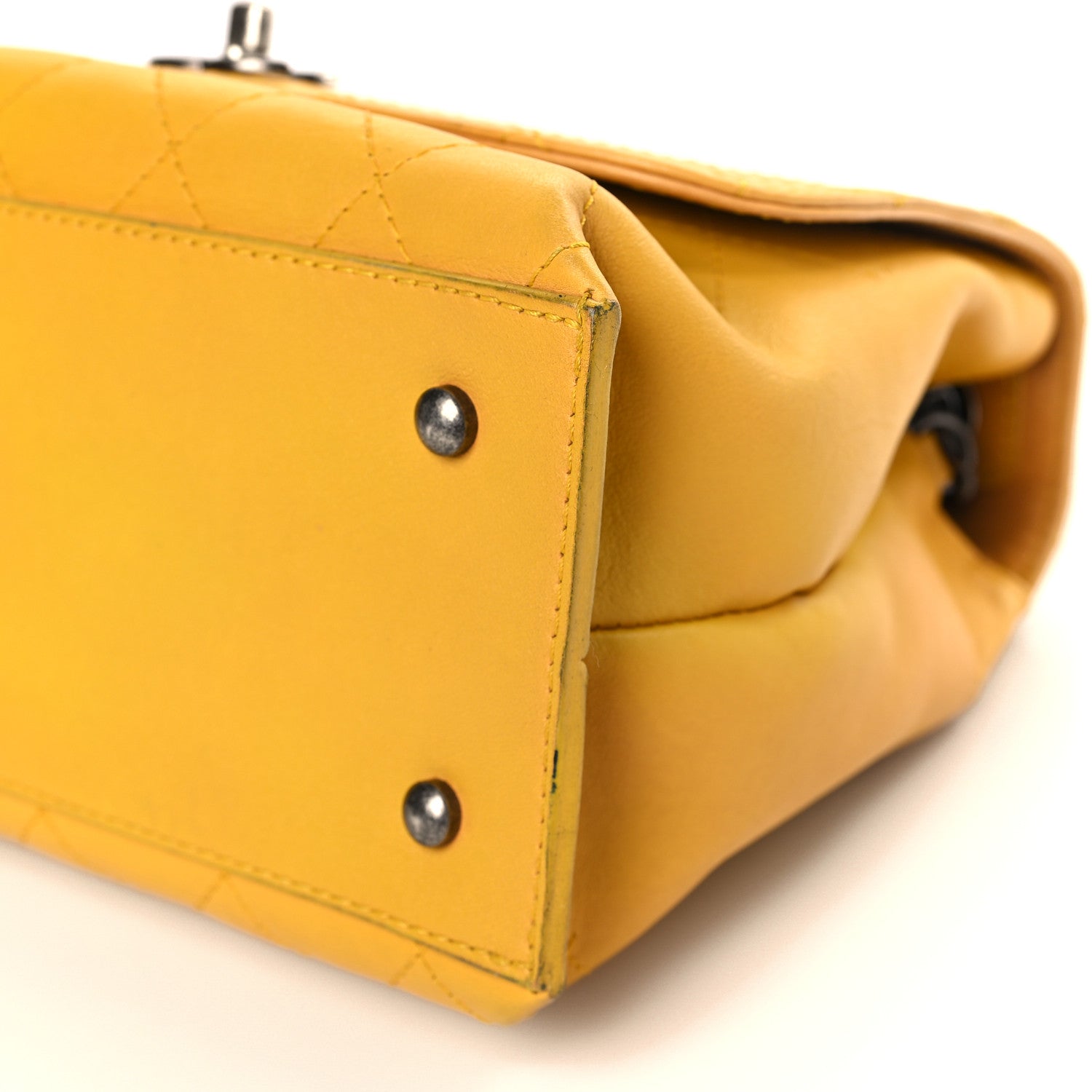 Chanel Calfskin Stitched Urban Luxury Top Handle Bag Yellow 9 of 9