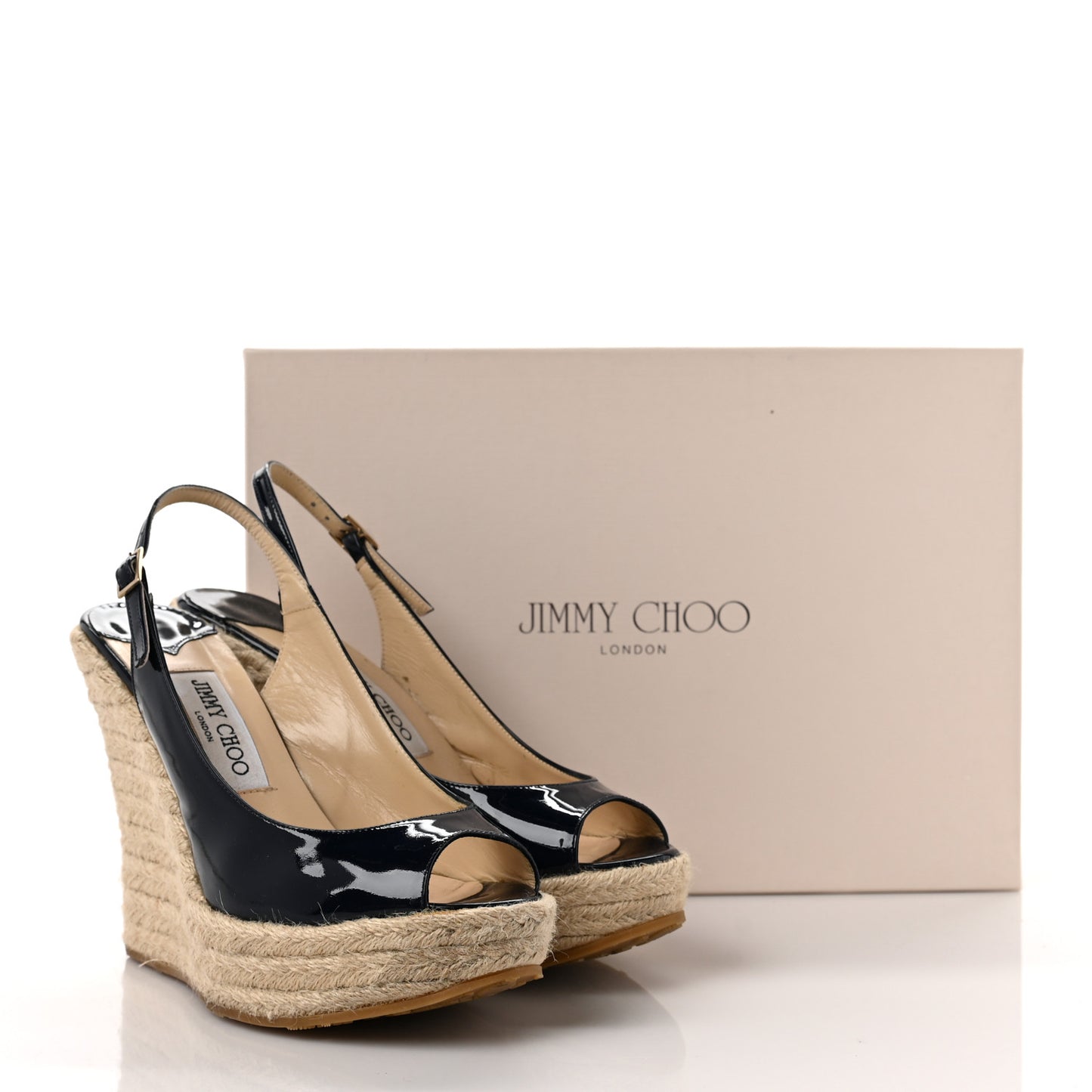 Patent Wedge Sandals 38 Navy