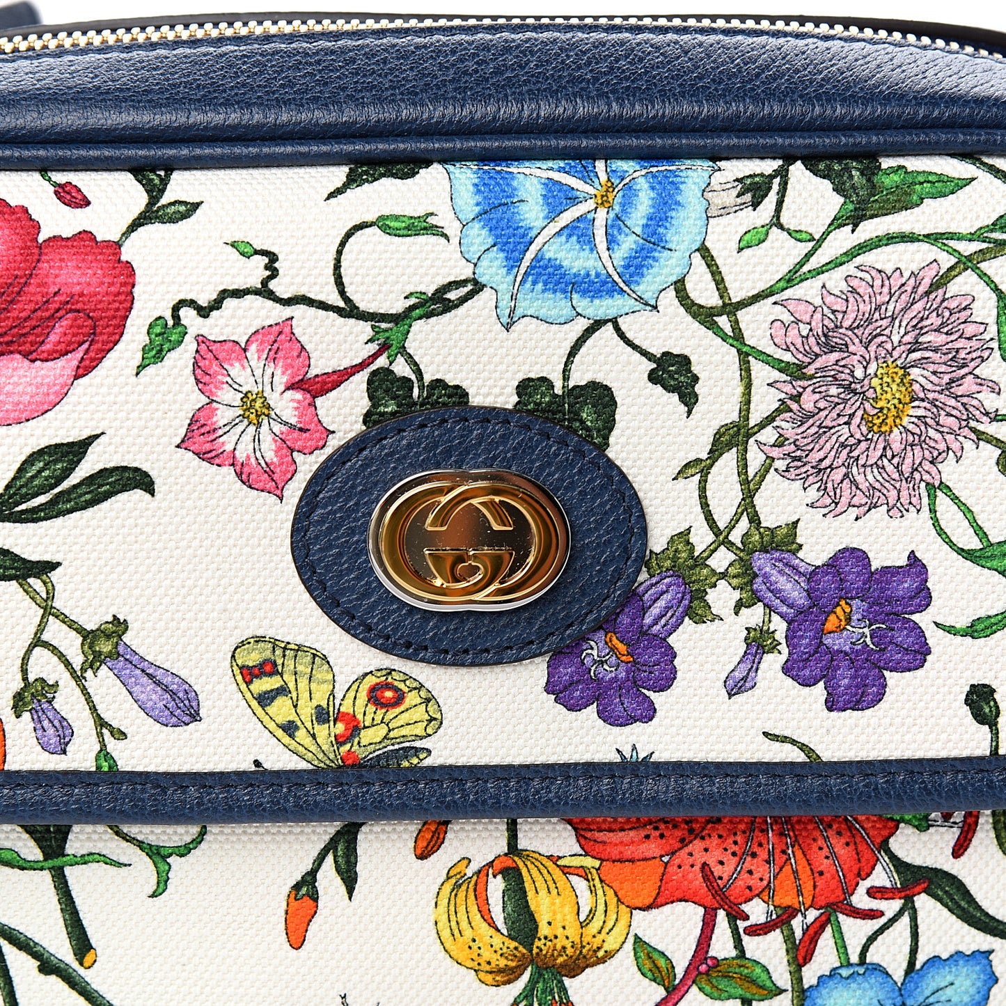 Canvas Flora Floral Shoulder Bag White Blue Agata Mulitcolor