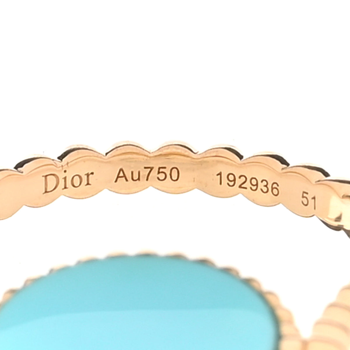 Christian Dior 18K Yellow Gold Diamond Turquoise Rose Des Vents Ring 51 5.75 5 of 5