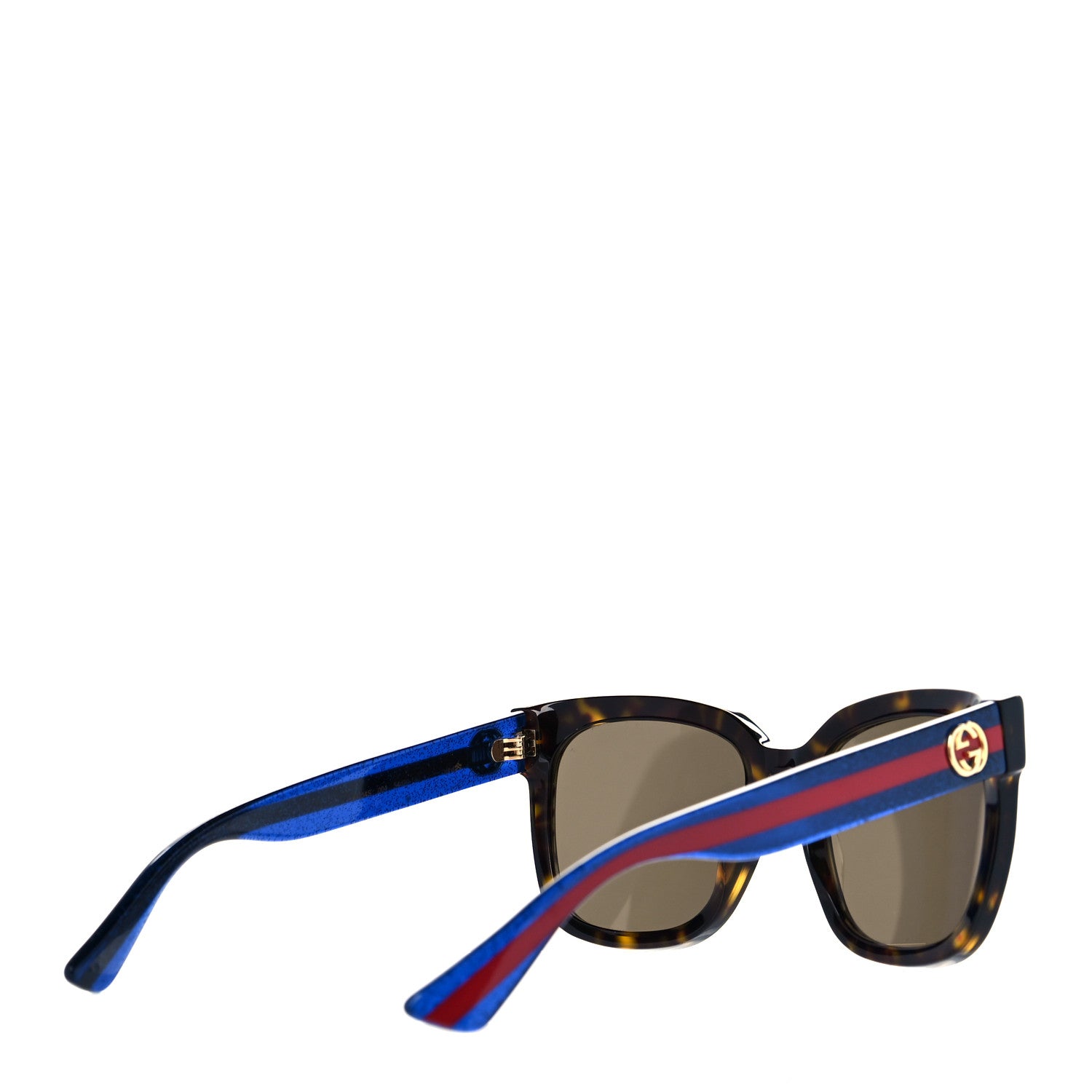 Gucci Square Frame Glitter Sunglasses GG0034SA Tortoise Blue 4 of 8