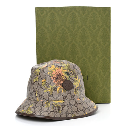 Gucci GG Supreme Monogram Azalea Calfskin Dusty Carnation Retro Interlocking G Bucket Hat Beige Ebony Multicolor 12 of 12
