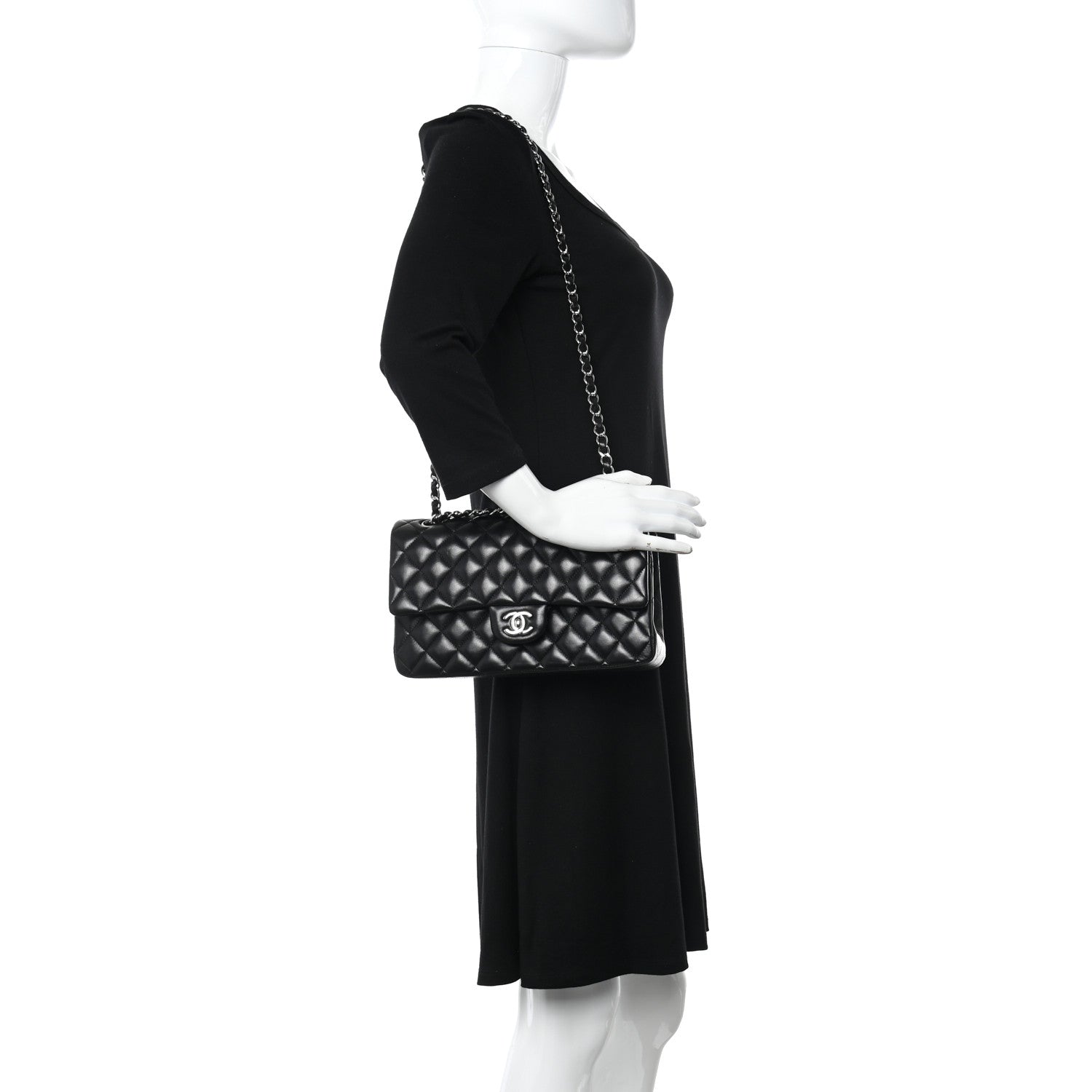 Chanel Lambskin Quilted Medium Double Flap Black 2 of 13