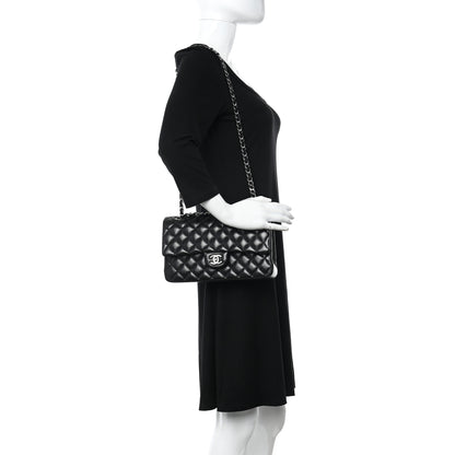 Chanel Lambskin Quilted Medium Double Flap Black 2 of 13