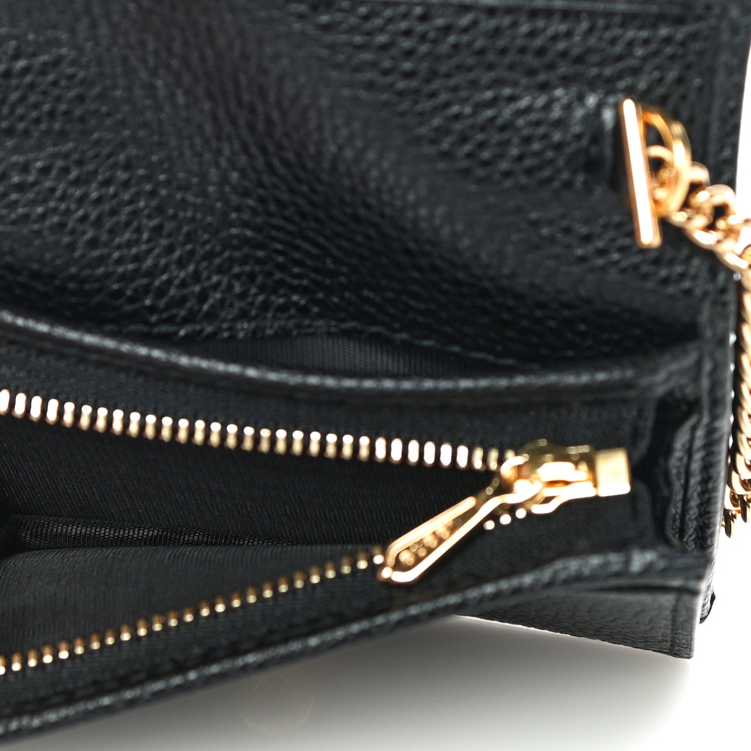 Gucci Grainy Calfskin Zumi Chain Card Case Wallet Black 5 of 10