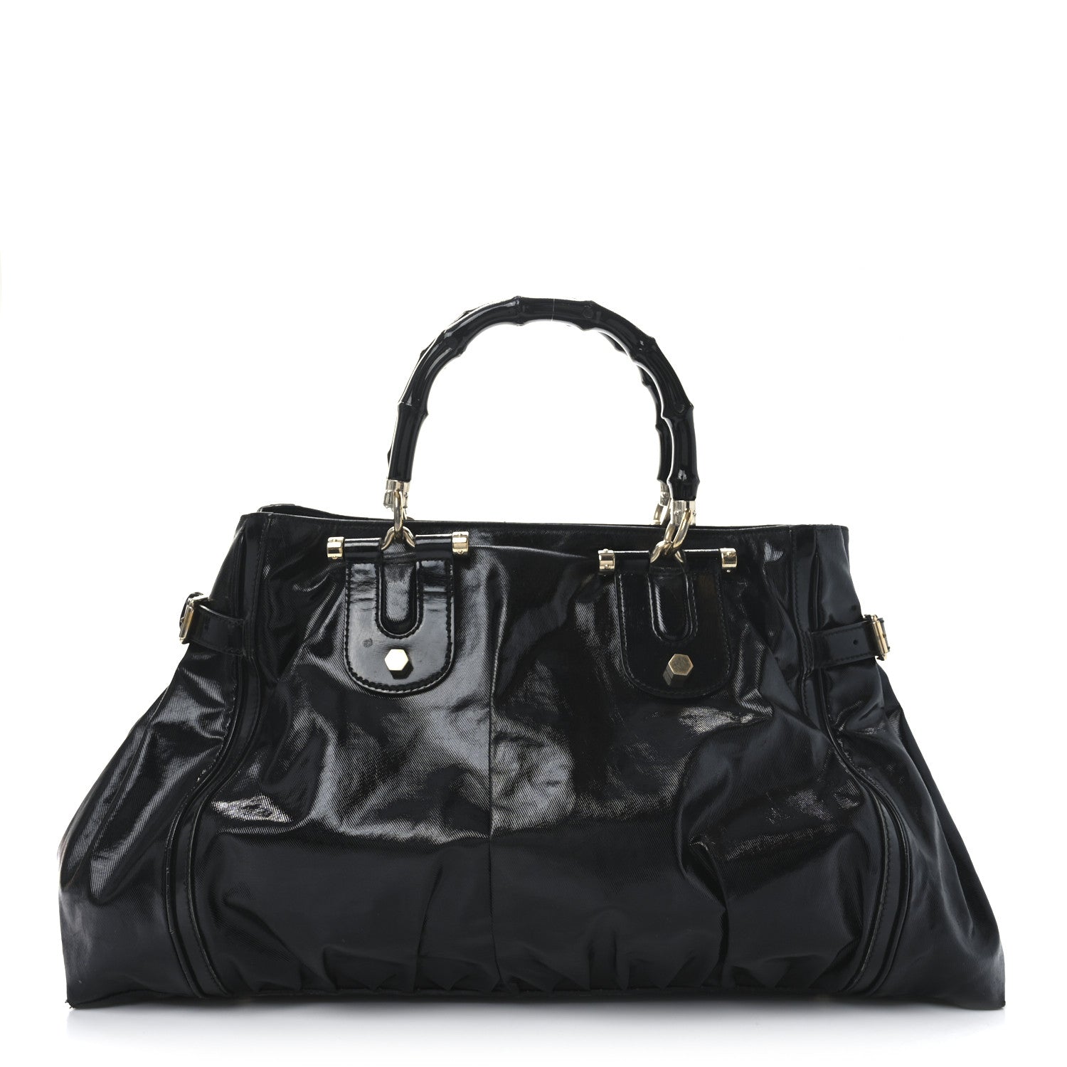 Gucci Dialux Pop Bamboo Large Top Handle Tote Black 1 of 10