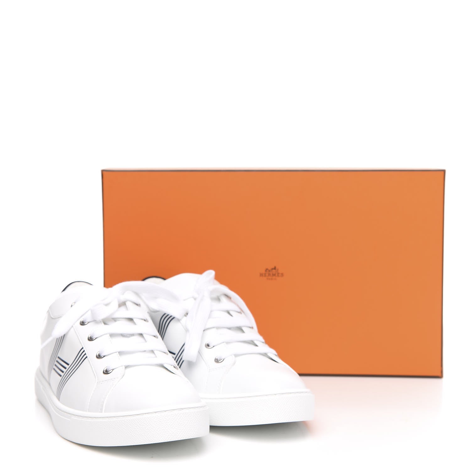 Hermes Calfskin Mens Advantage Sneakers 43.5 White Black 8 of 8