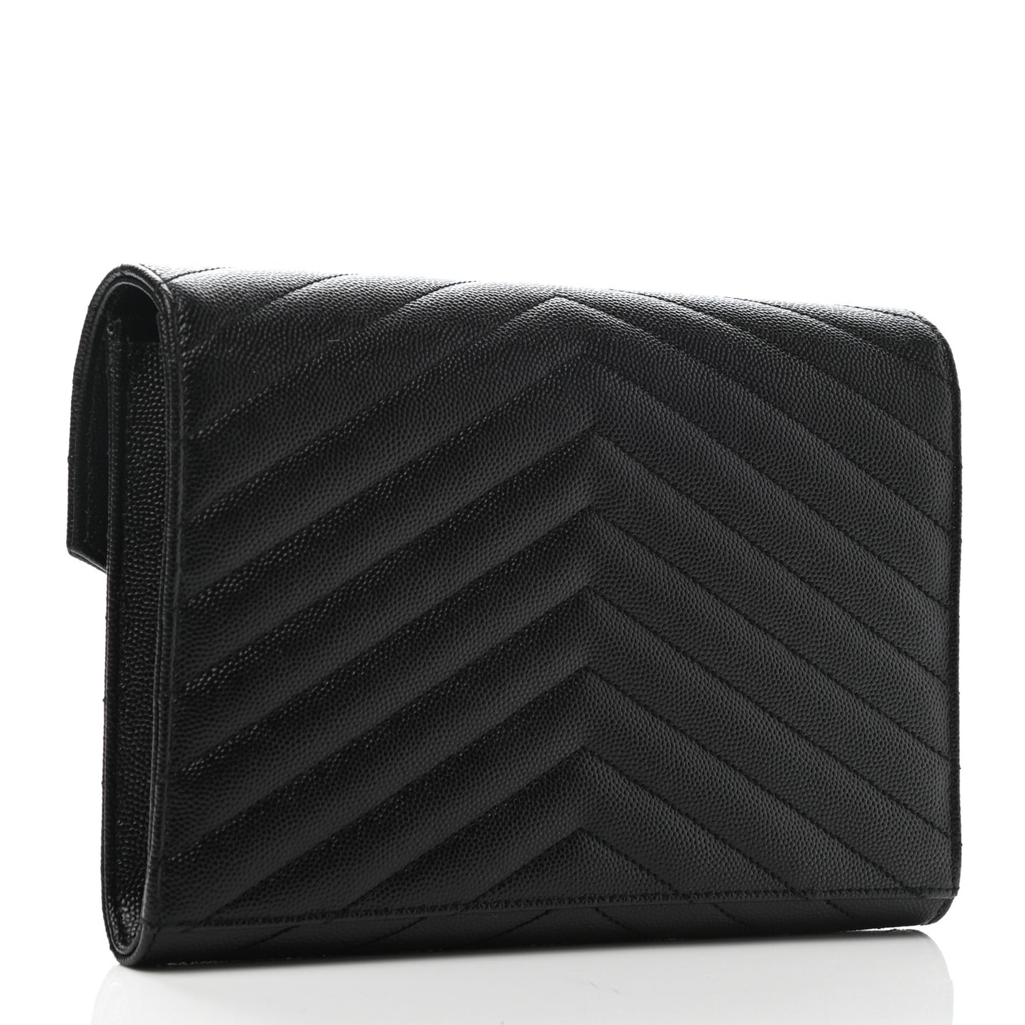 Grain De Poudre Matelasse Chevron Monogram Envelope Clutch Black