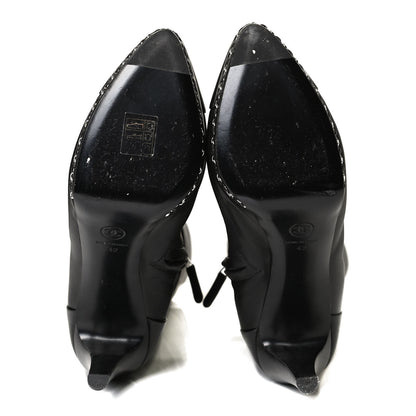 Chanel Lambskin CC Platform Cap Toe Chain Knee High Boots 42 Black 12 of 18