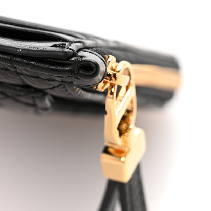 Christian Dior Supple Calfskin Cannage Caro Cosmos Zipped Card Holder Black 9 of 11