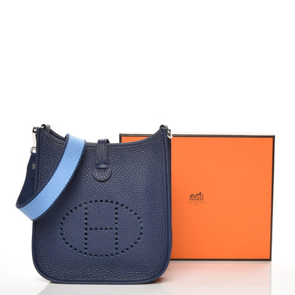 Hermes Taurillon Clemence Amazone Evelyne TPM Bleu Saphir Paradis 8 of 8