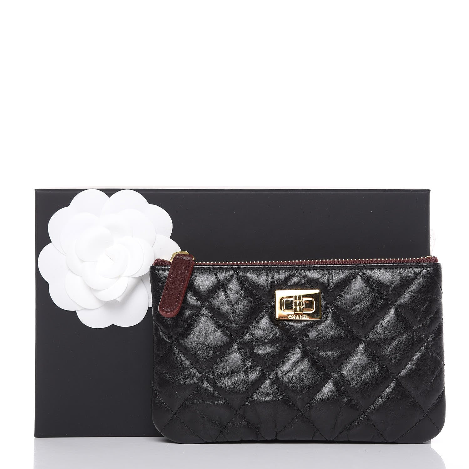 Chanel Aged Calfskin Quilted Small Reissue Cosmetic Case Black 8 of 8