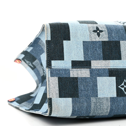 Louis Vuitton Denim Damier Monogram Onthego Blue Rouge 8 of 9