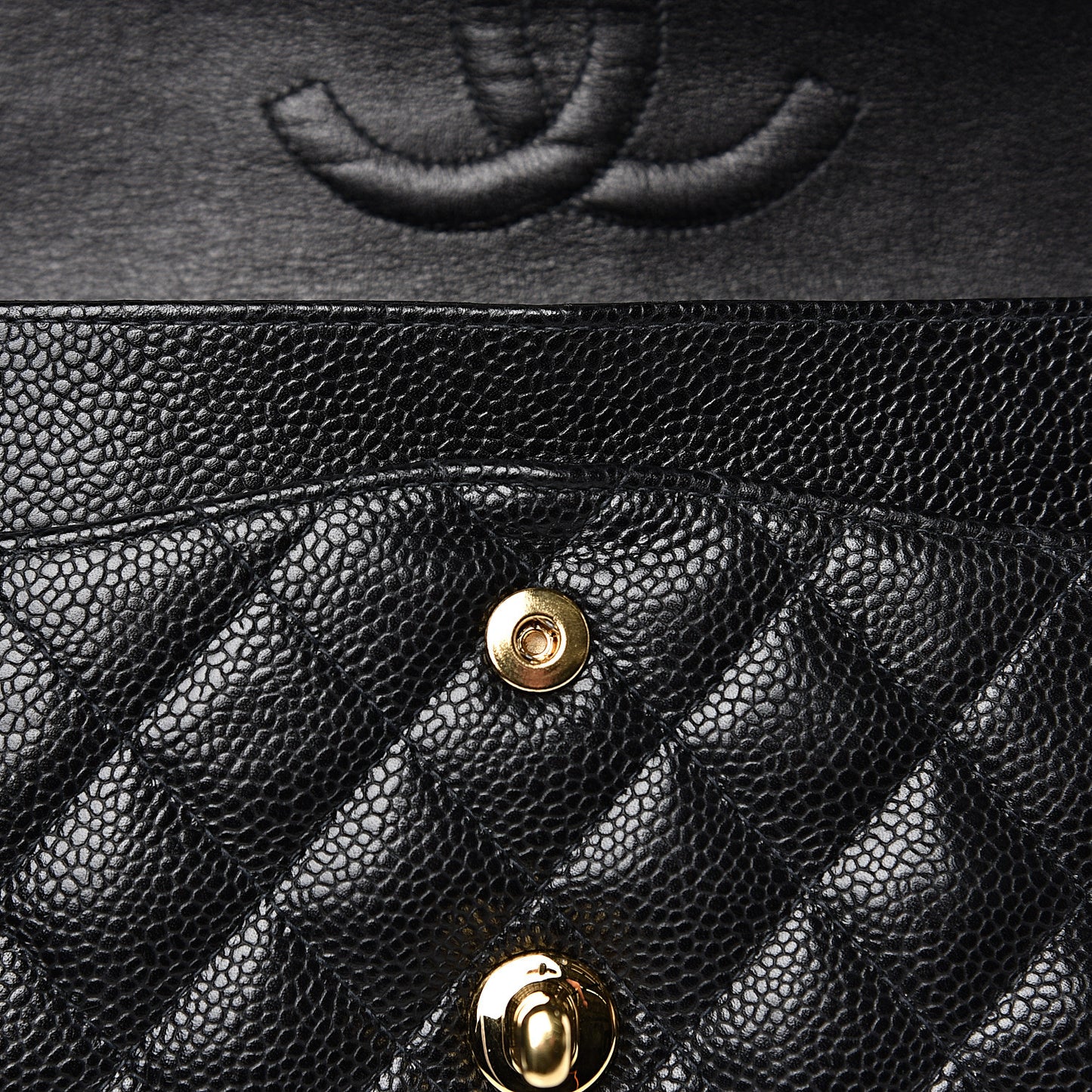 Caviar Quilted Medium Double Flap Black
