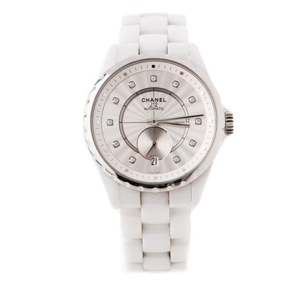 Chanel Stainless Steel Ceramic Diamond 36.5mm J12 Automatic Watch White 1 of 8