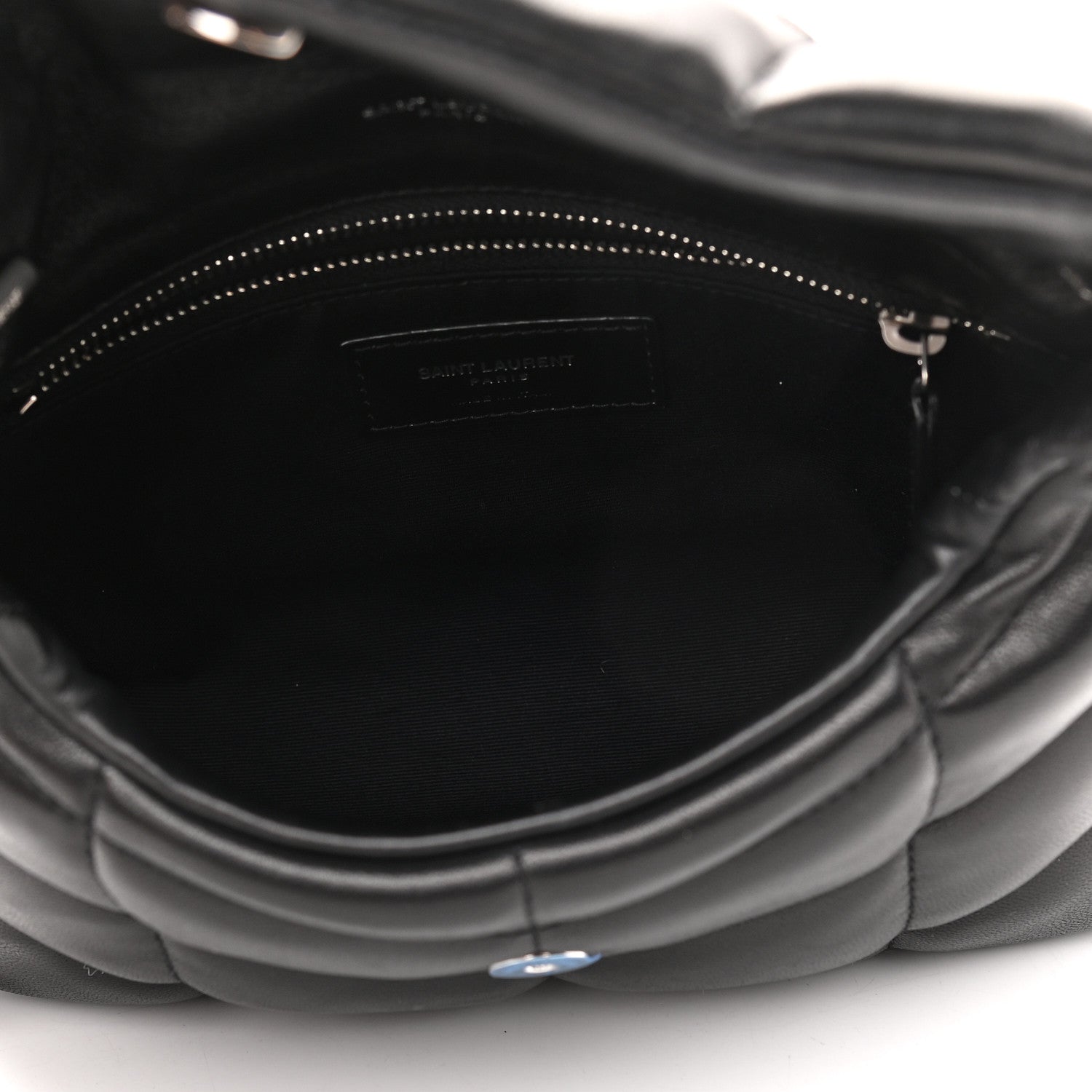 Saint Laurent Lambskin Quilted Toy Loulou Puffer Monogram Chain Satchel Black 5 of 8