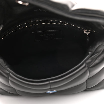 Saint Laurent Lambskin Quilted Toy Loulou Puffer Monogram Chain Satchel Black 5 of 8