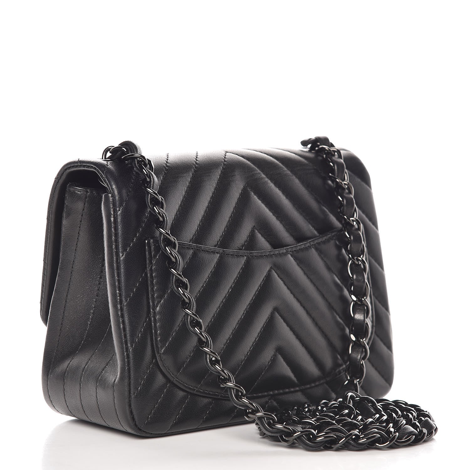 Chanel Lambskin Chevron Quilted Mini Square Flap So Black 3 of 11