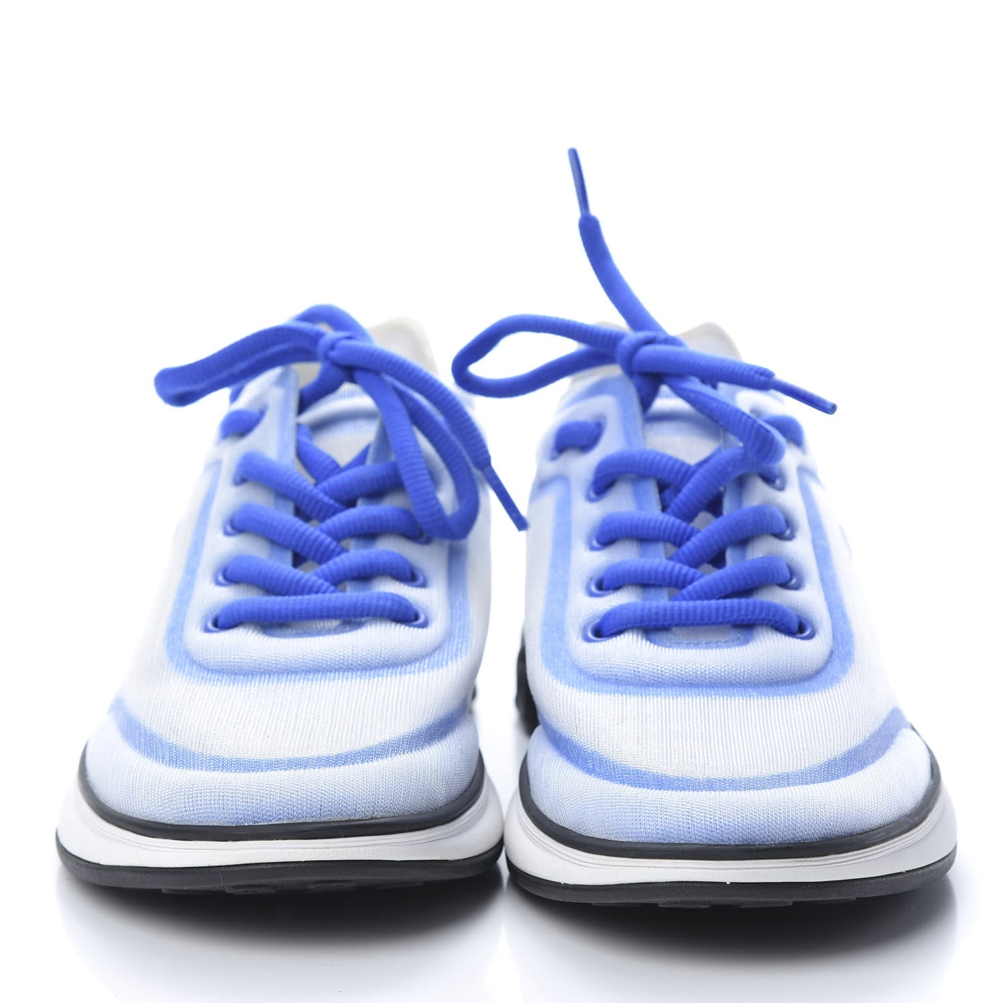 Calfskin Mesh Lyrca Womens Logo Sneakers 36.5 White Blue