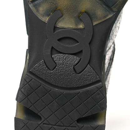 Chanel Metallic Crackled Calfskin CC Sneakers 39.5 Silver Black Navy 7 of 9