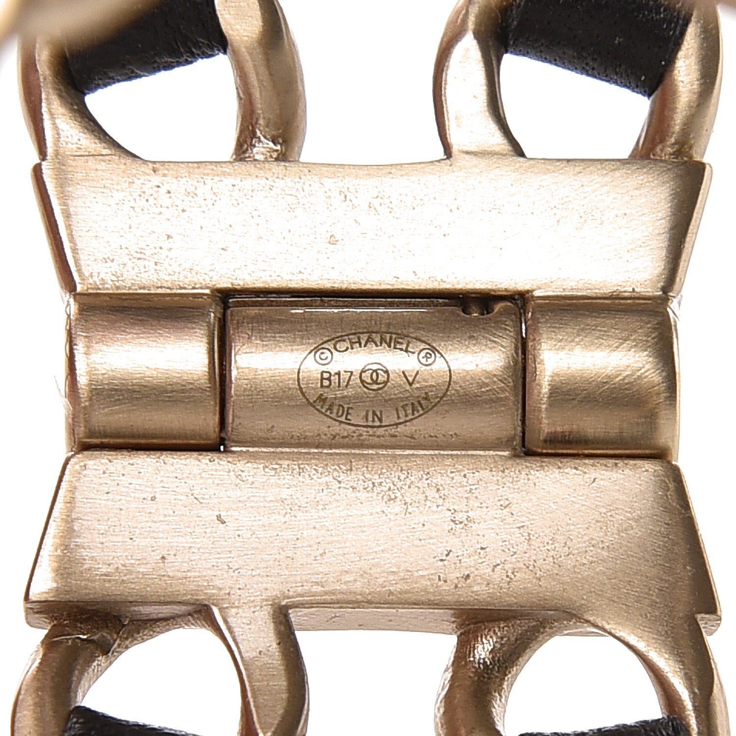 Chanel Lambskin Chain CC Cuff Black Gold 4 of 5