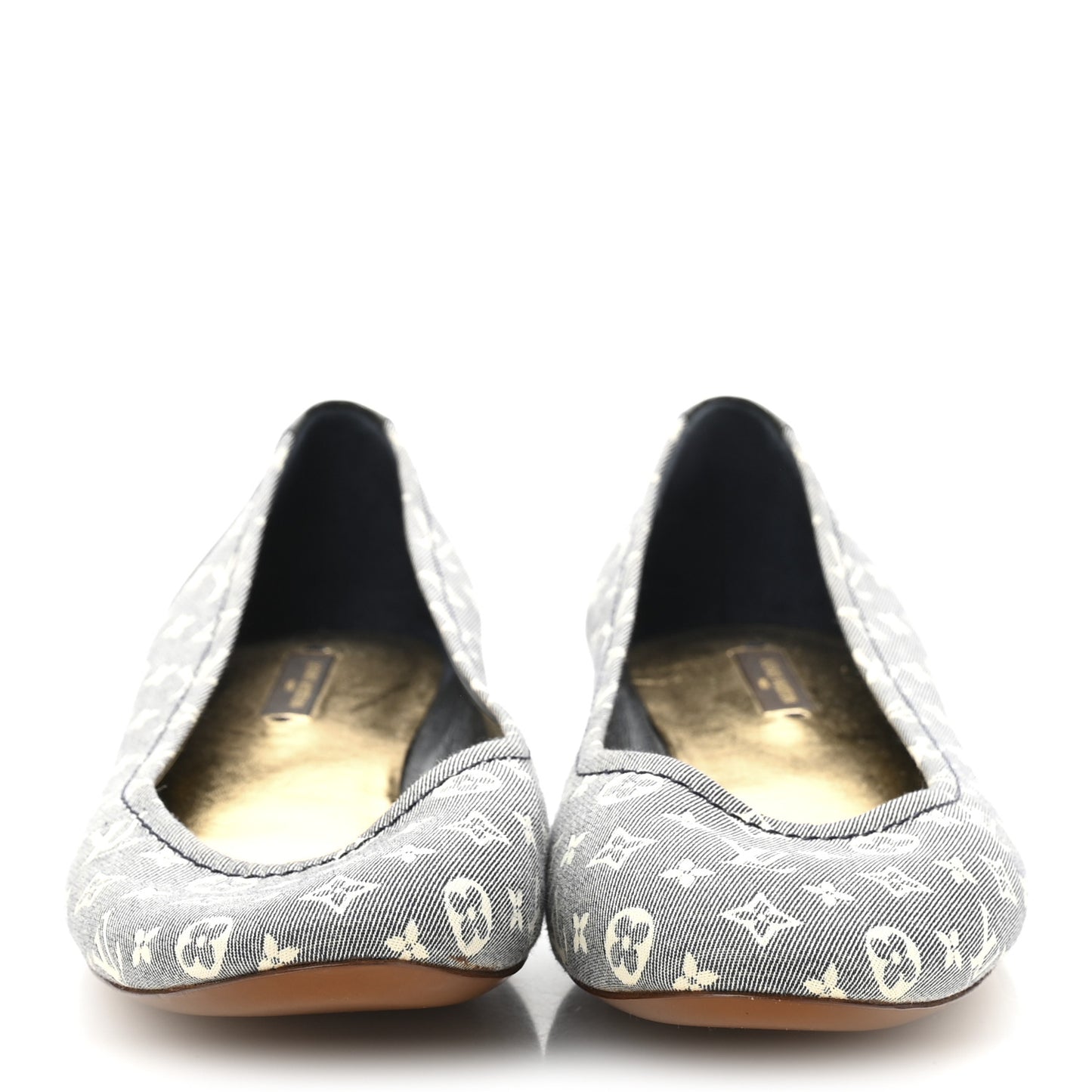 Canvas Patent Monogram Ballerina Flats 39.5 Grey