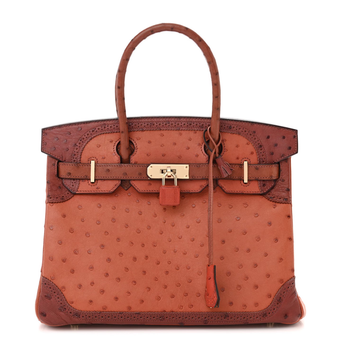 Ostrich Ghillies Birkin 30 Brique Rouge H
